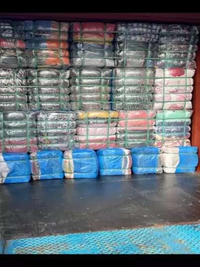 Press baled old clothes